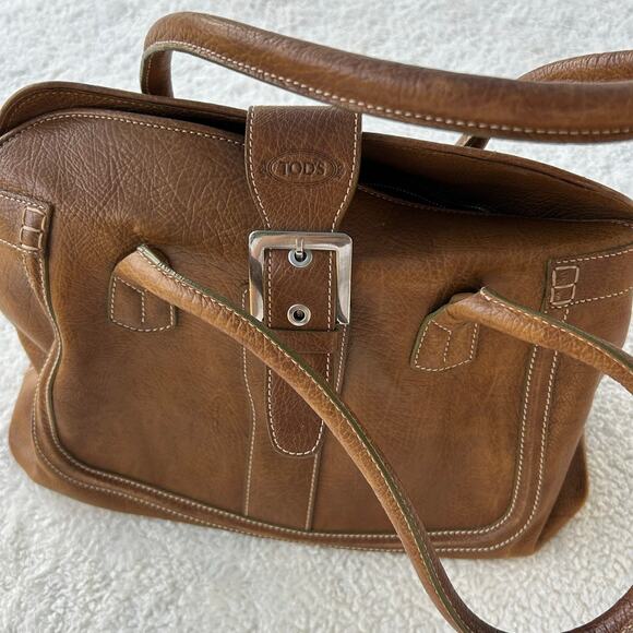 Tod's Brown Leather Buckle Satchel - Picture 3 of 6